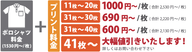 Tシャツ料金(1530円～/枚)